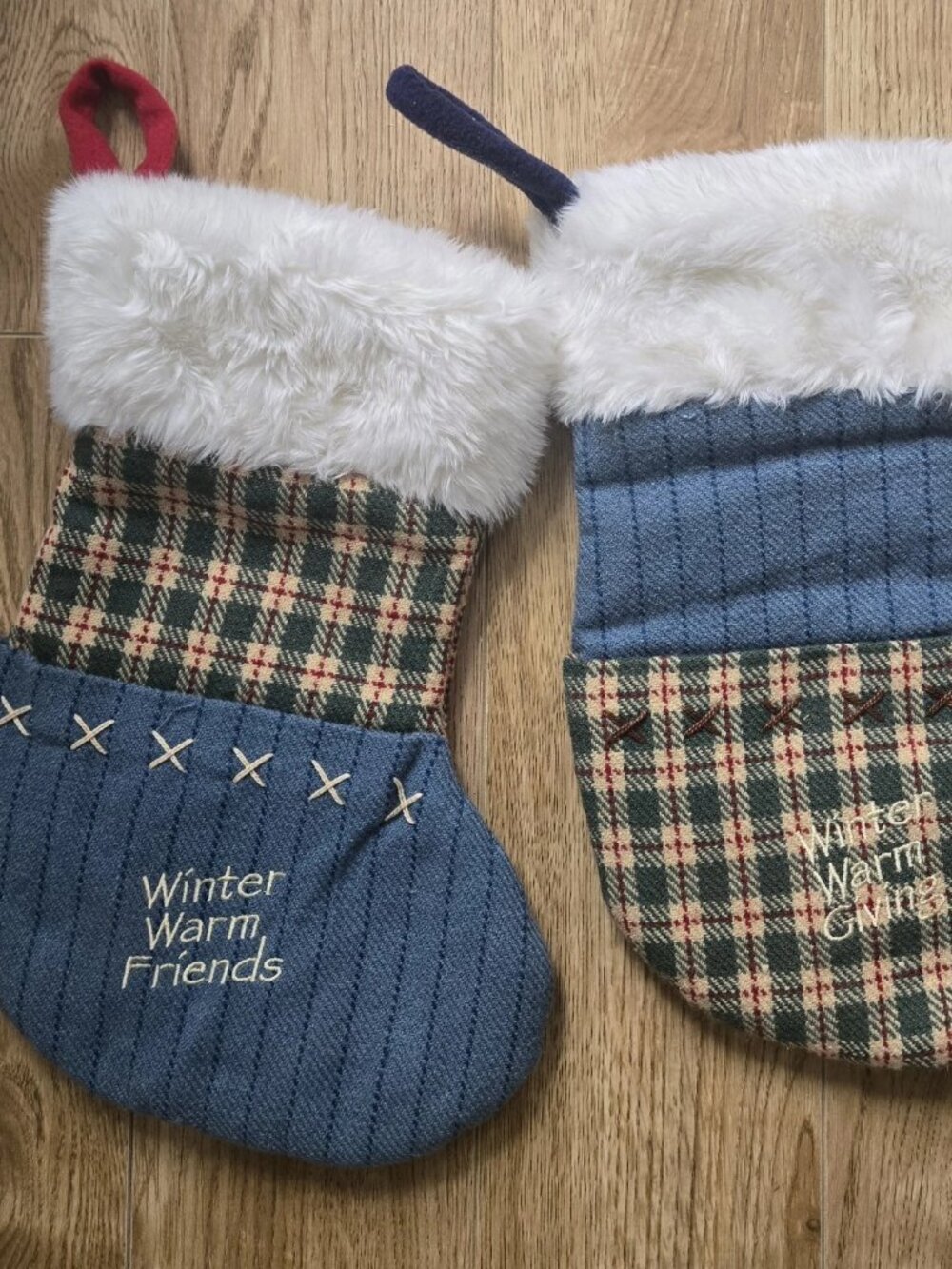 2 GUND High Quality Christmas Stockings with Treat Pocket & Plush Cuff